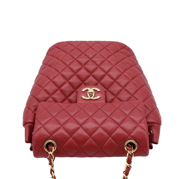 CHANEL Urban Spirit Quilted Leather Backpack Bag Red - Picture 5 of 13